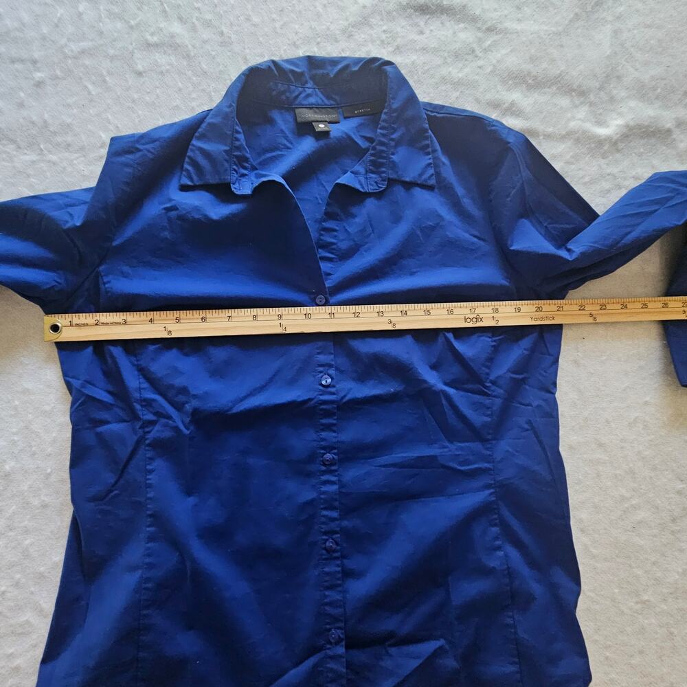 Worthington Blue Stretch Fitted Women's Button Down Blouse, Royal Blue, Size 14 - Picture 6 of 9